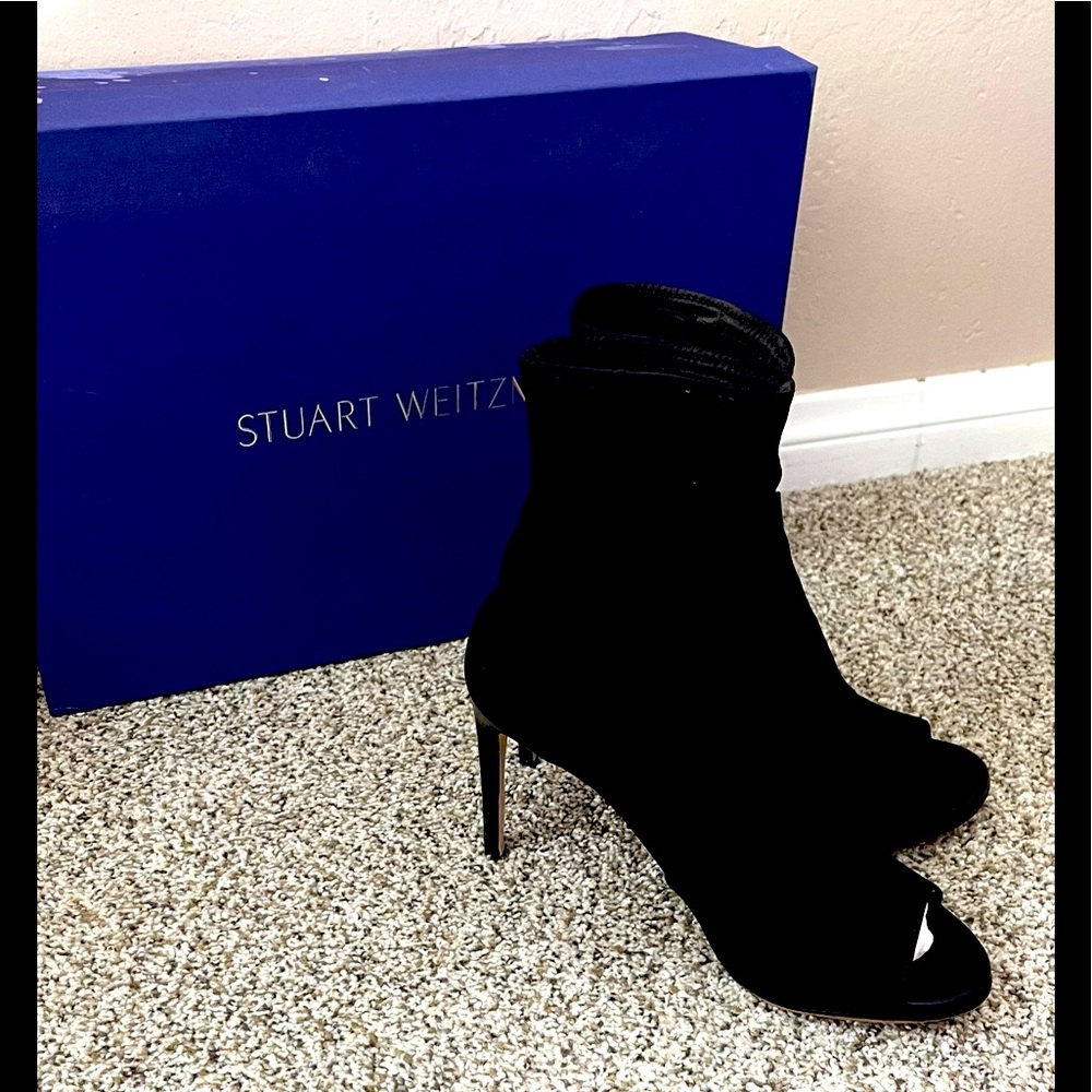 Open toe black booties